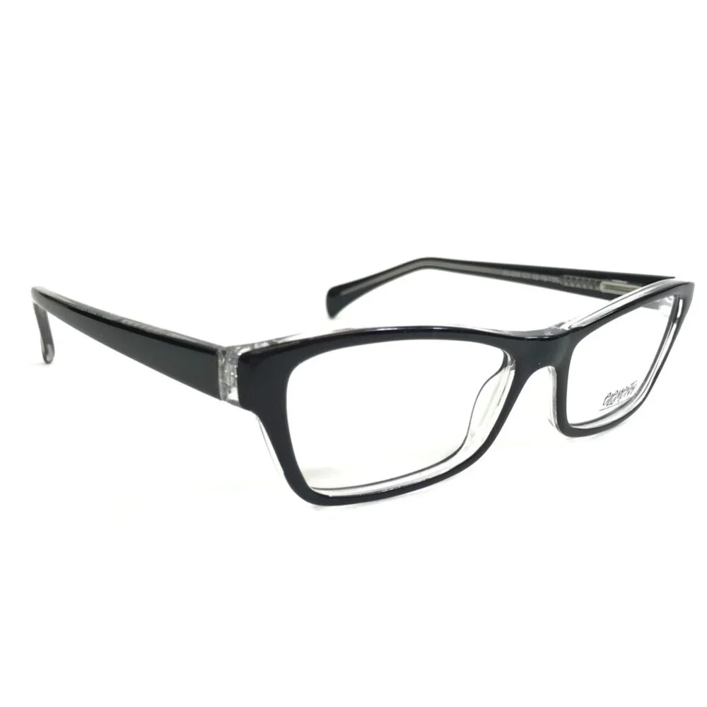 Elements Eyeglasses Frames EL262 C3 Black on Clear Rectangle Full Rim 52-16-135